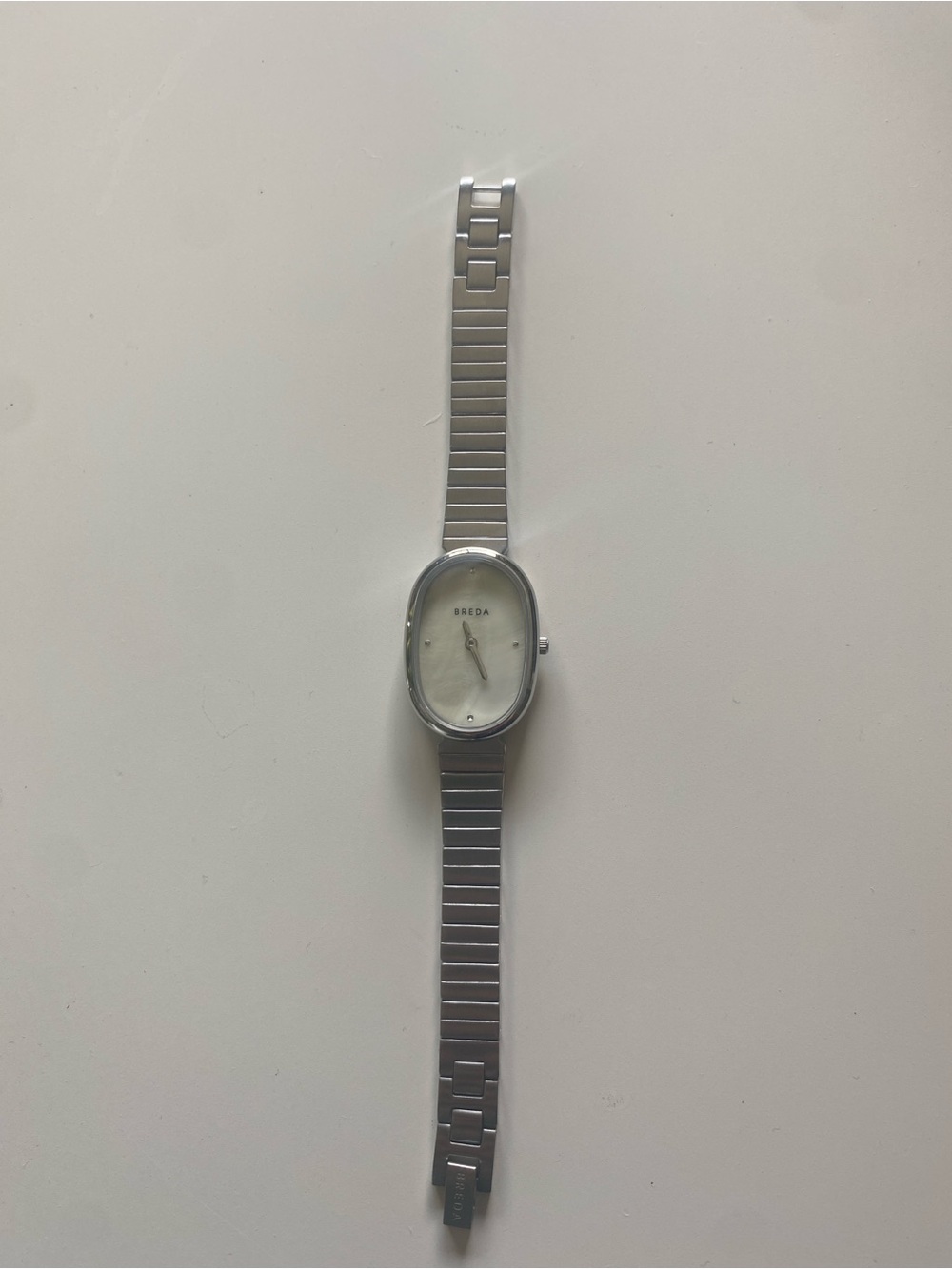 Women's Silver Oval Stainless Steel Smartwatch-Inspired Watch